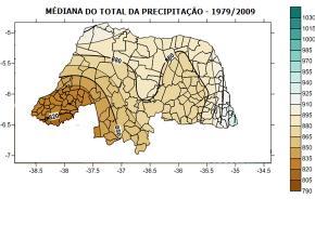 (mediana), (d) 75% do total de precipitação no Nordeste do Brasil no período de