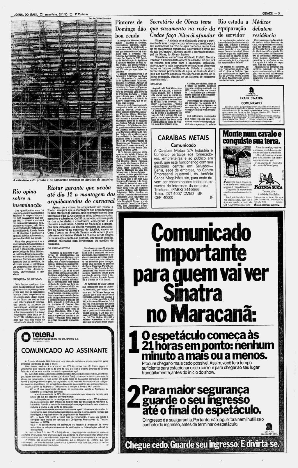 JORNAL DO BRASIL Rio de Janeiro Sexta-feira, 25 de janeiro de 1980 Ano LXXXIX foto