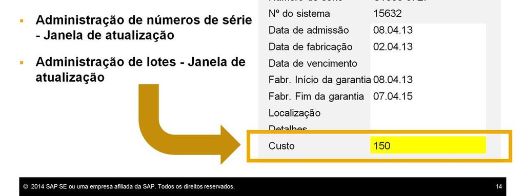 os números de série e lotes e as janelas