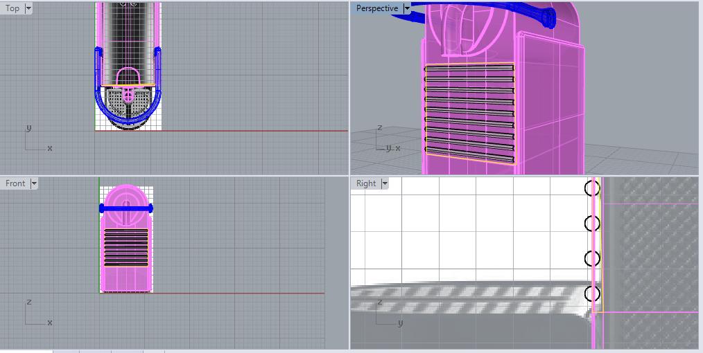 Para a textura dessa parte, desenhe uma linha horizontal na nova superfície criada, usando o comando LINE.