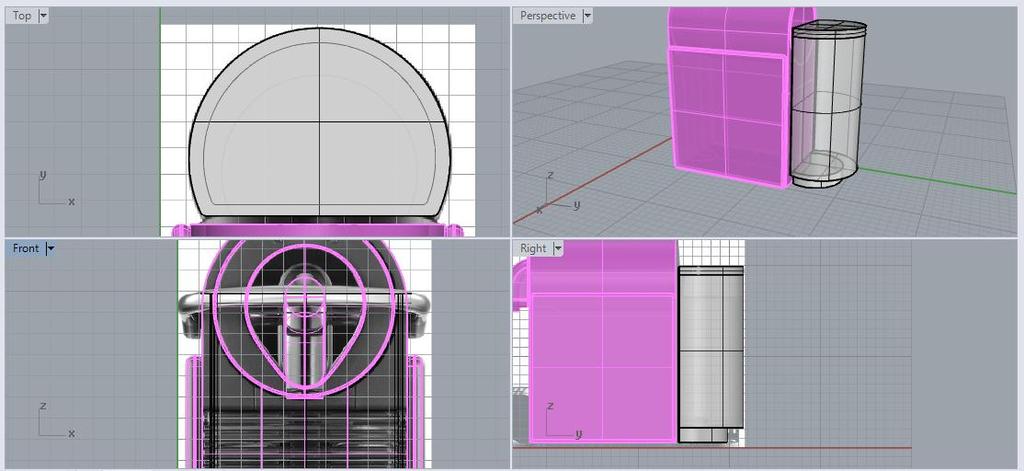 Use o comando EXTRUDE para extrudar, em duas partes separadas, a tampa e o corpo principal, na medida observada pela vista lateral.