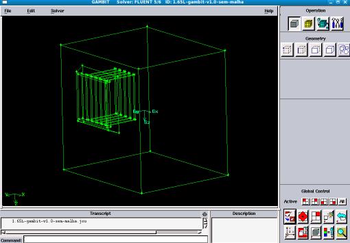 Figura 2 - Visualização da geometria do reservatório e do dissipador interno, no software GAMBIT.