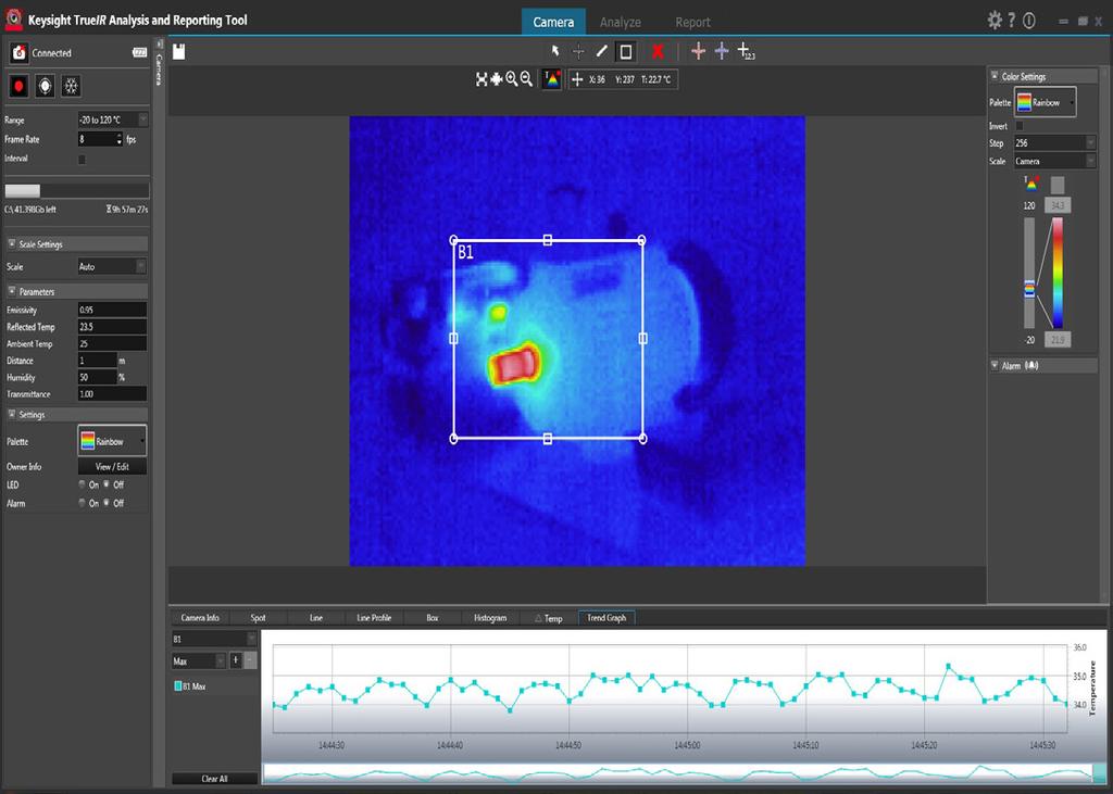 Grave, reproduza e analise imagens térmicas Com a melhora da ferramenta Analysis and Reporting Tool do TrueIR, usuários podem reproduzir imagens térmicas a partir de um PC.