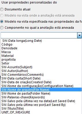 Clique na Seta para visualizar as opções disponíveis. Anotações do template de peça Selecione a anotação projetista e clique em OK.