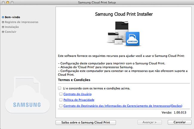 Instalando o Samsung Cloud Print 2 Mac 1 Faça o download do aplicativo para PC Samsung Cloud Print no site da Samsung (https://www.