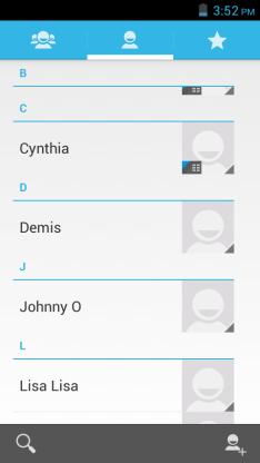 Entre: Clique no menu de aplicações e selecione contatos A exibição padrão é os contatos de telefone e contatos do cartão SIM Os contatos são organizados em ordem alfabética por padrão.