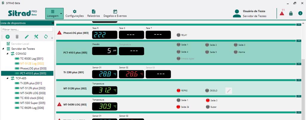 MODO LISTAGEM (VIEWER) No modo Listagem é possível visualizar todos os instrumentos