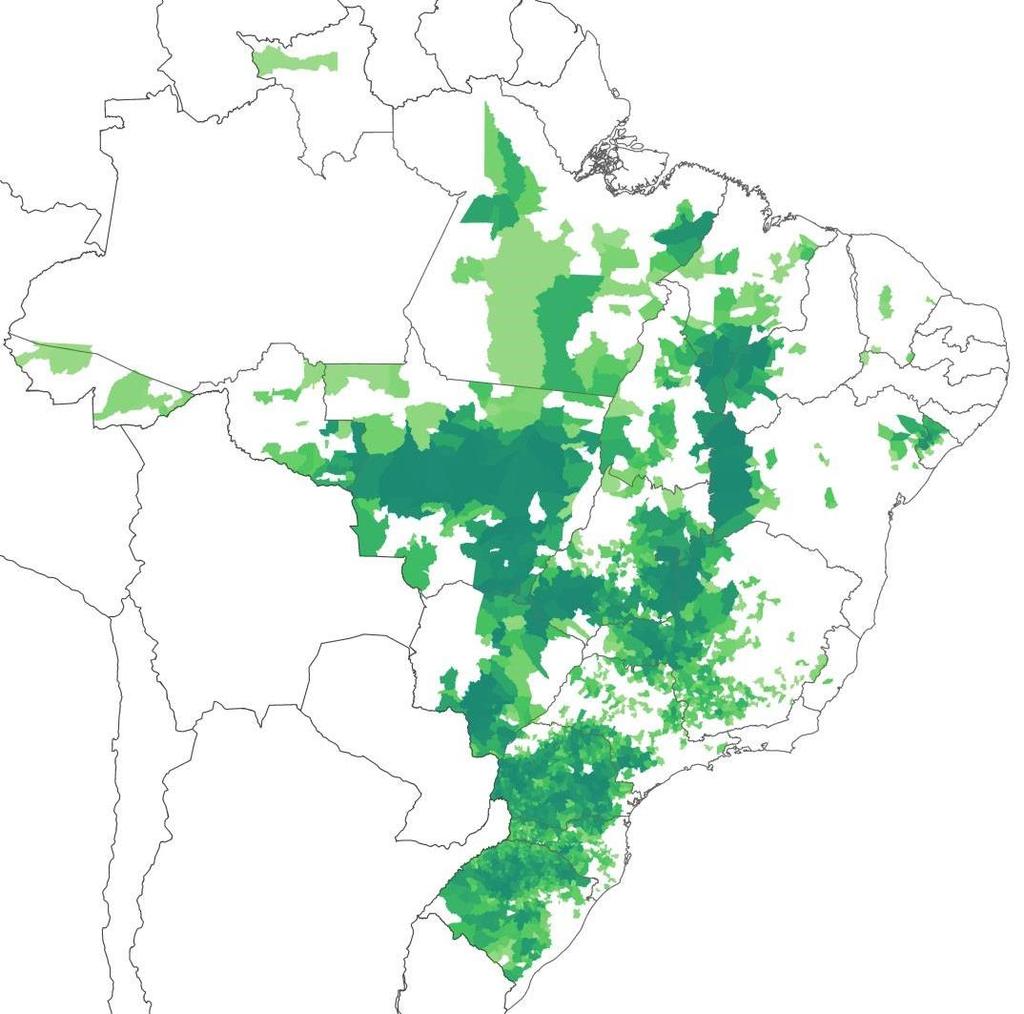 Mudança geográfica da produção de soja e de milho Produção 87,9 milhões/t = 54,1% Produção Brasil 162,5 milhões/t 2013 Consumo Interno** 17,0 milhões/t Exportação 10,1 milhões/t = 13,3% Excedente