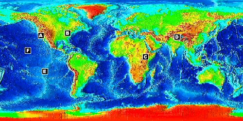 TEMA 6 a. (0,5) Faz a correspondência entre os locais indicados no mapa e os aspectos descritos na tabela.