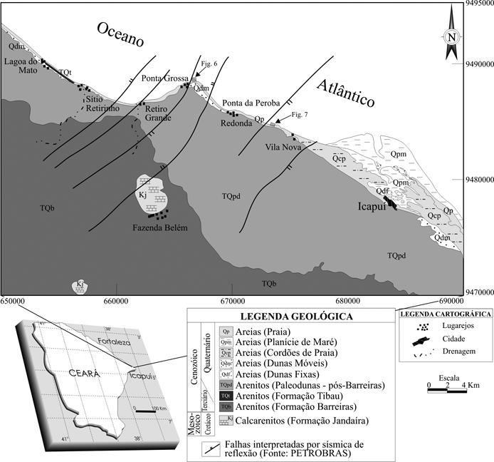 Debora do Carmo Sousa et al. Figura 1 - Mapa geológico simplificado da região litorânea de Icapuí/CE.