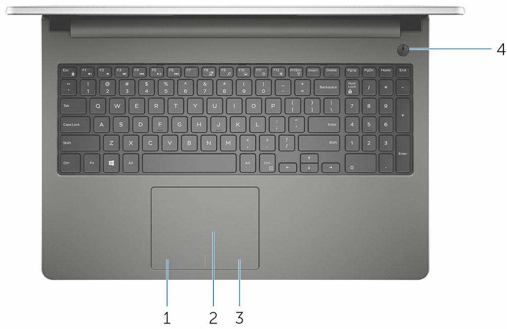 Base 1 Área de clique com o botão esquerdo Pressione para clicar com o botão esquerdo. 2 Touchpad Mova o dedo no touch pad para mover o ponteiro do mouse.