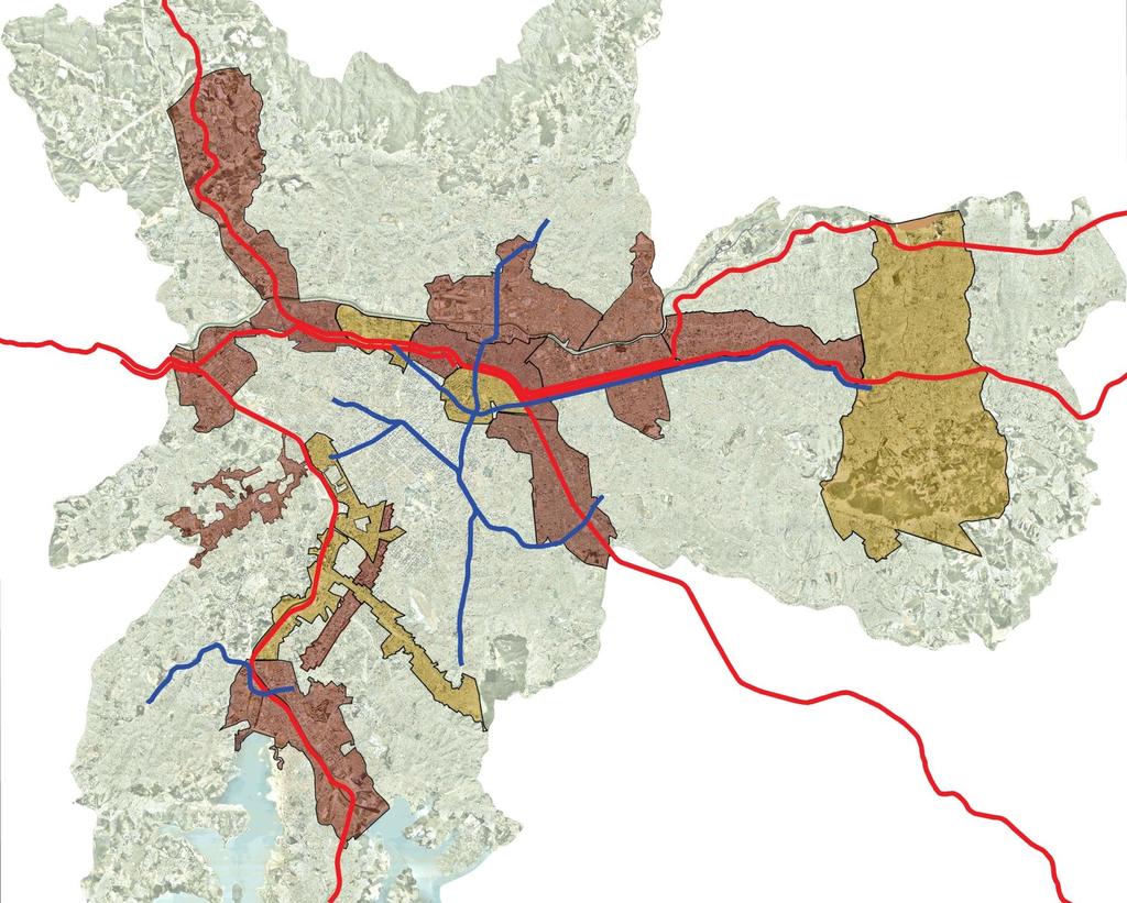 OPERAÇÕES URBANAS PDE ANTERIOR LEGENDA Rede sobre Trilhos existente (CPTM) Rede de Metrô existente (Metrô) Operações