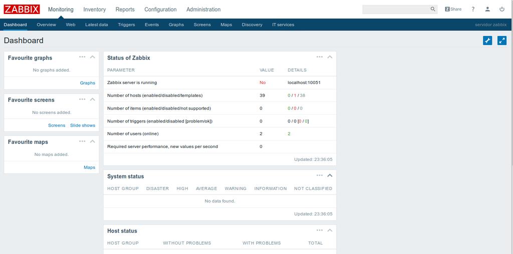 Para alterar o idioma para o português, vá até o menu Administator > Users clique em Admin, localize o campo Language e altere para o Portuguese (pt_br) e clique em Update, clique em outros menus