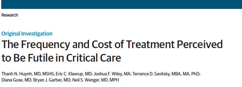 Média de custo dos 123 pacientes considerados recebendo tratamento fútil: US$2,6