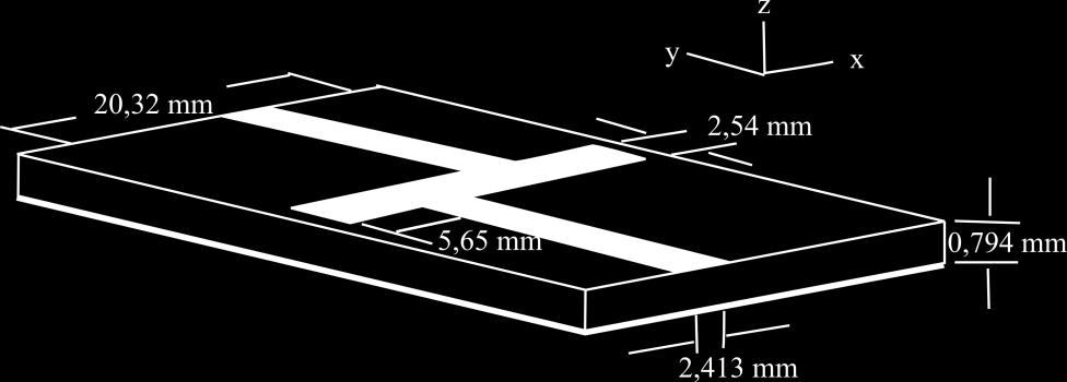 60 ps. A primeira análise foi feita para o filtro com dielétrico RT Duroid 5880: com permissividade elétrica relativa r = 2,2 e uma altura do substrato h = 0,794 mm. Figura 4.