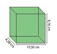 A figura nos mostra um paralelepípedo com suas principais dimensões em centímetros.