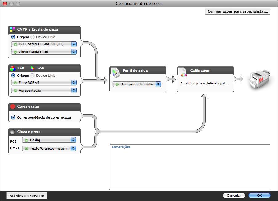 IMPRESSÃO NO MAC OS X 34 17 Para utilizar recursos básicos de gerenciamento de cores, como, por exemplo, configurações de cor da copiadora, clique em Configurações básicas.