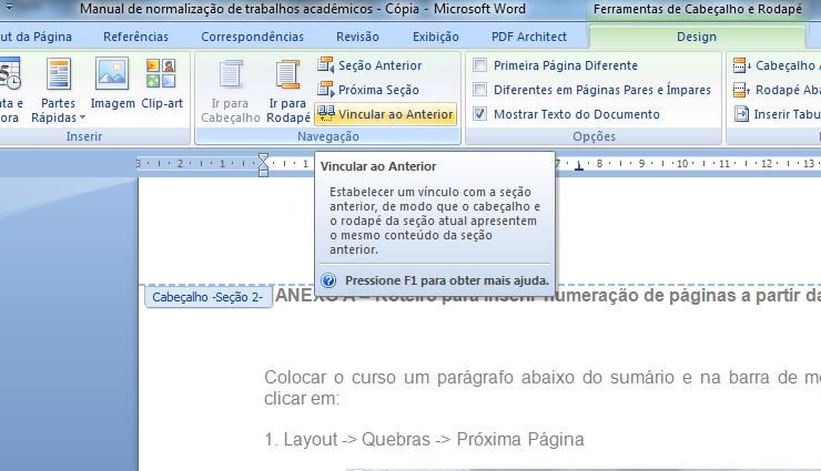 Layout da Página -> Quebras de página -> Próxima Página Após isso posicione o título Introdução no início da próxima página e