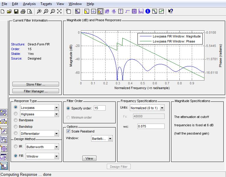 Projeto de Controladores para de Ventilação Mecânica Pulmonar comando fdatool do Matlab como pode ser observado na