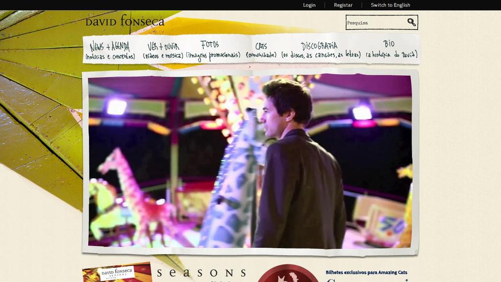 Com o novo álbum do cantor, Seasons, o site mudou completamente. Encheu-se de cor, padrões e luz.