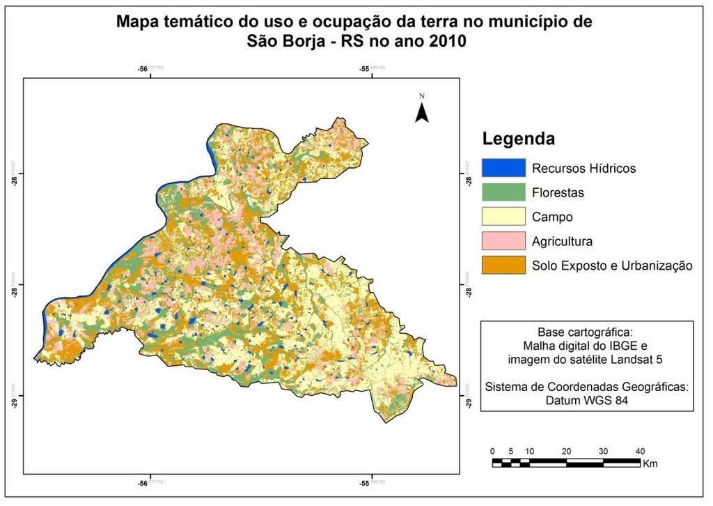 1531 O mapeamento temático de uso e cobertura da terra de São Borja apresentou uma área total de 3.617 km².