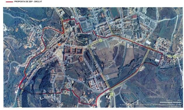 A proposta da DRCLVT para delimitação da ZEP foi desenhada sobre fotografia aérea (Bing maps), apresentando-se como representação esquemática sobre