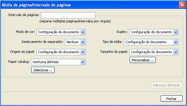 COMMAND WORKSTATION, WINDOWS EDITION 26 3 Selecione outras configurações conforme necessário. 4 Escolha a mídia desejada no menu Paper Catalog.