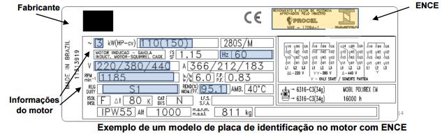 Carregamento (%) 8 ; Imagens dos motores antigos: Imagem do motor instalado e imagem da placa de identificação do motor (ver exemplo de placa de identificação na Figura 3).