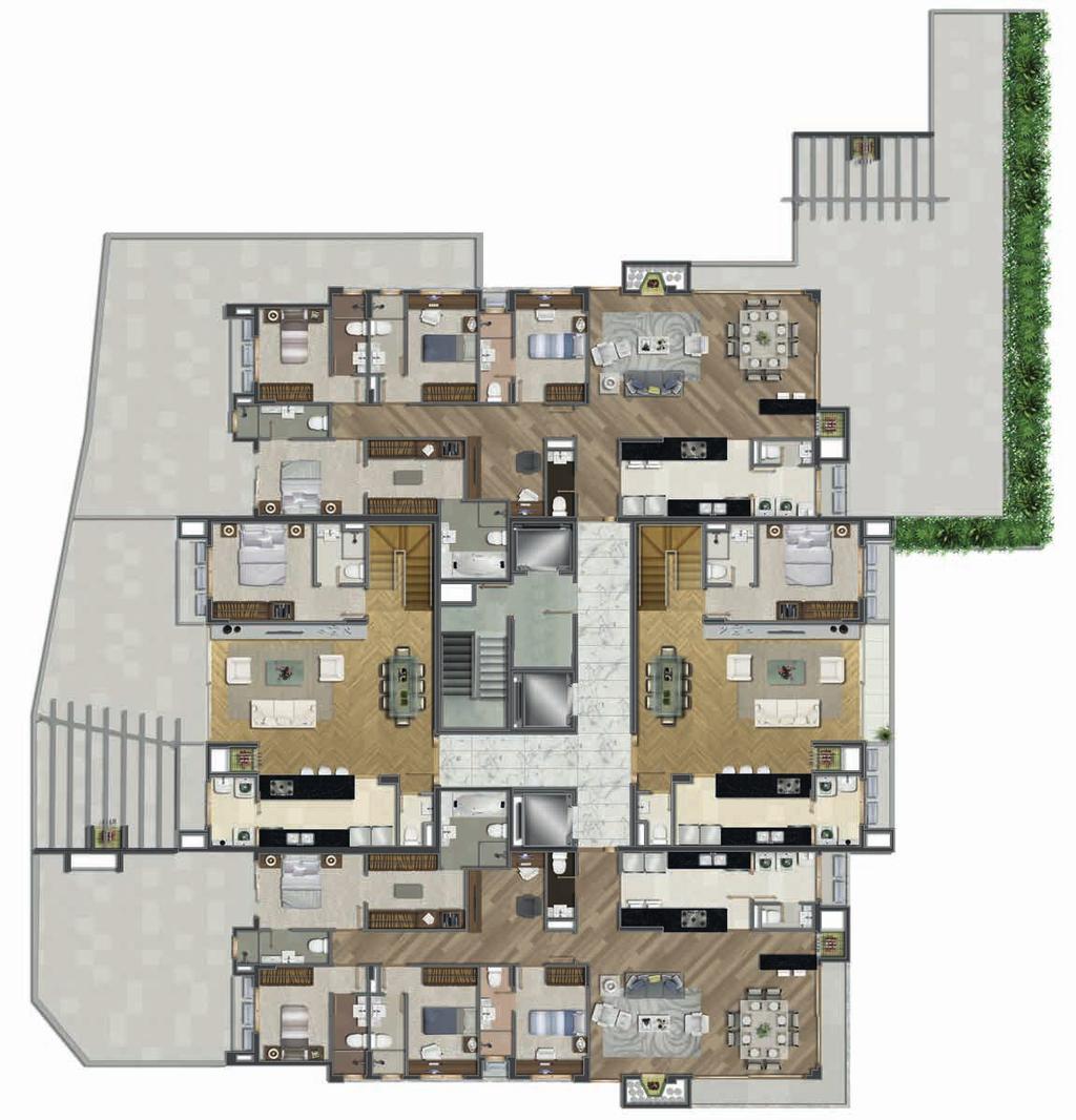 APARTAMENTOS GARDEN: 201, 203 E 204 Previsão estrutural para SPA de 1.