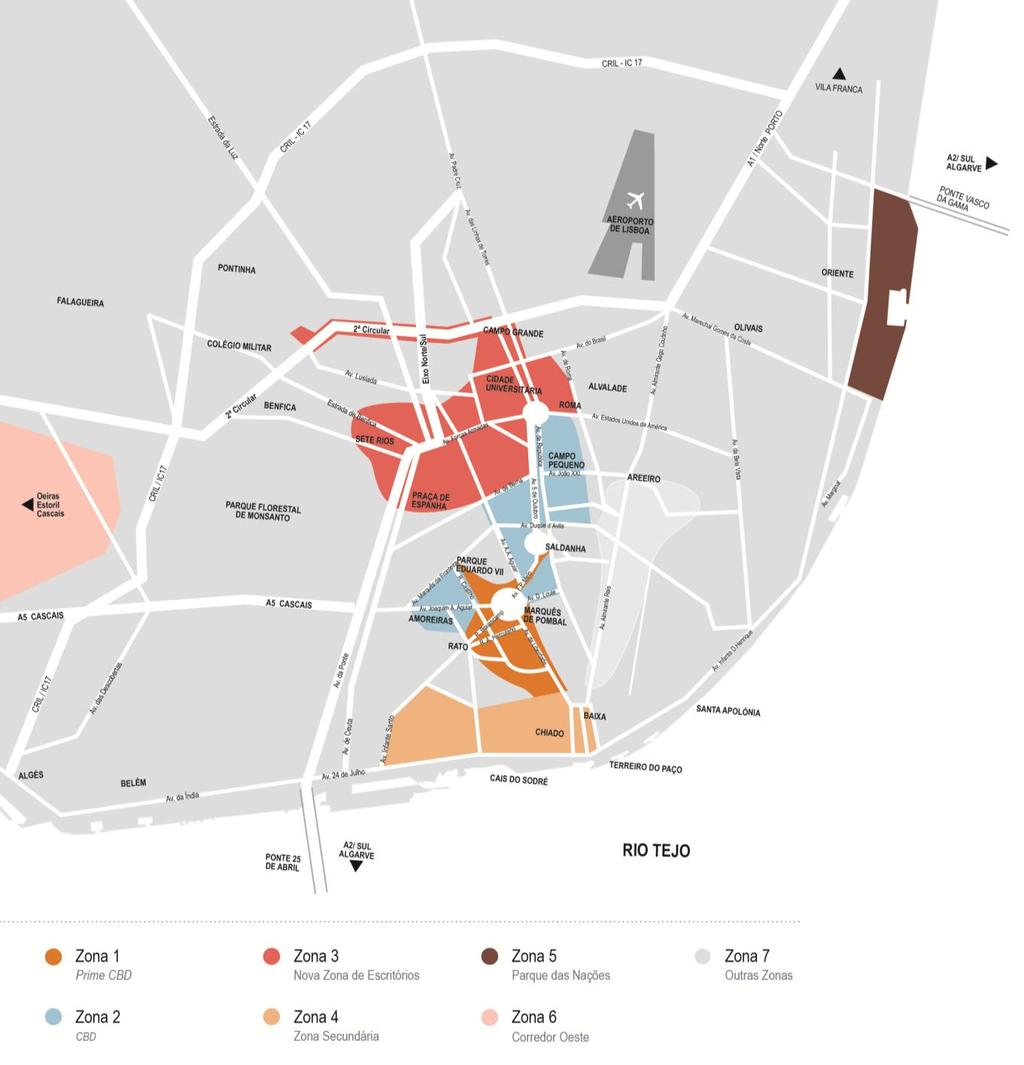 Market Pulse T1 2015 Mapa de Escritórios de Lisboa Definições Renda Prime: representa a renda mais alta que pode ser esperada numa determinada data, para um espaço de elevada qualidade e situado na