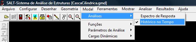 Para fazer a análise por histórico no tempo é précondição que estejam calculadas as frequências e modos