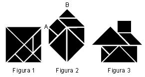 Sabendo que o lado AB do hexágono mostrado na figura 2 mede 2 cm, então qual é a área da figura 3, que representa uma casinha?