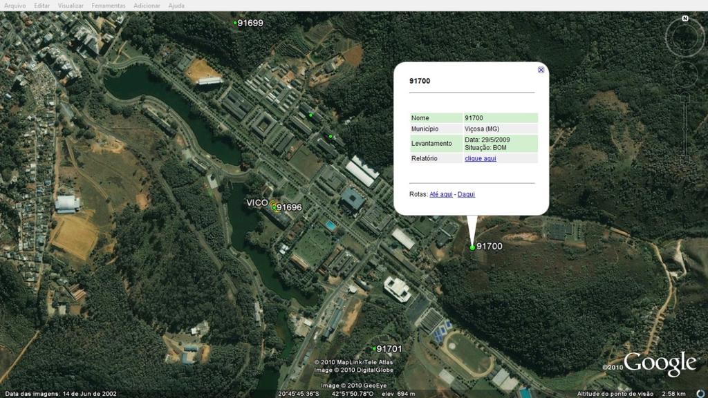 Figura 11 - Local de estudo (Bases IBGE: 91699, 91700, 91701); Fonte: Google Earth As bases foram escolhidas pela facilidade de obtenção dos dados via download no site do IBGE e principalmente pela