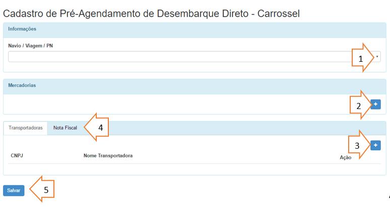 DESEMBARQUE DIRETO Acesse o menu Pré-Agendamento, depois clique em Desembarque Direto, em seguida clique no botão Cadastro.