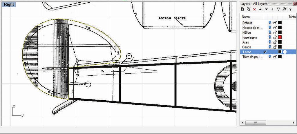 Modelagem do Leme Deixe deixe somente ligada a layer do leme e com a ferramenta Control