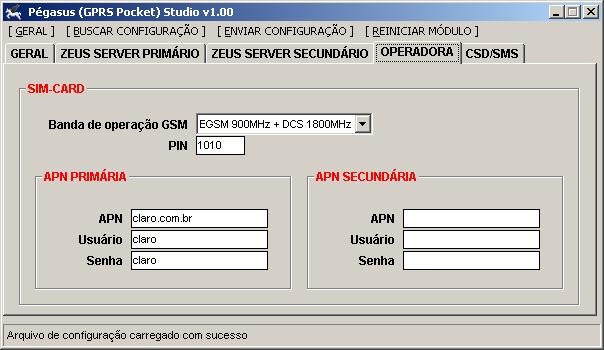 PÉGASUS (GPRS POCKET) STUDIO V1.00 - MANUAL DE INSTALAÇÃO E OPERAÇÃO 16 OPERADORA Banda de operação GSM A banda (frequência) de operação GSM depende do país e da operadora utilizada.