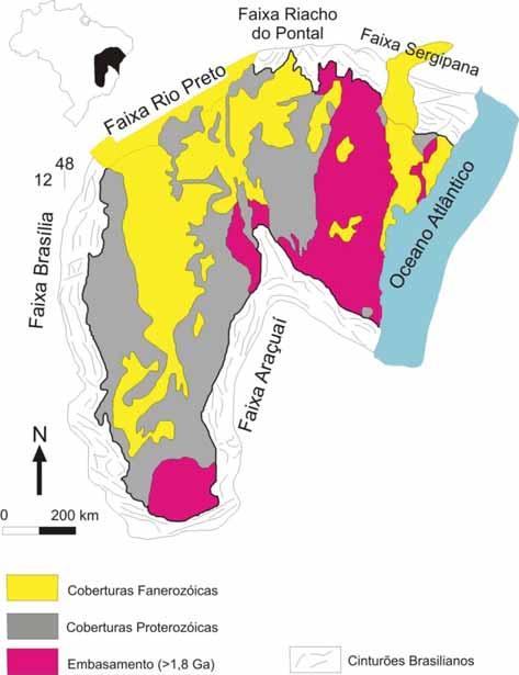 Figura 5.1- Mapa geológico simplificado do Cráton do São Francisco (Baseado em Alkmim, 2004).