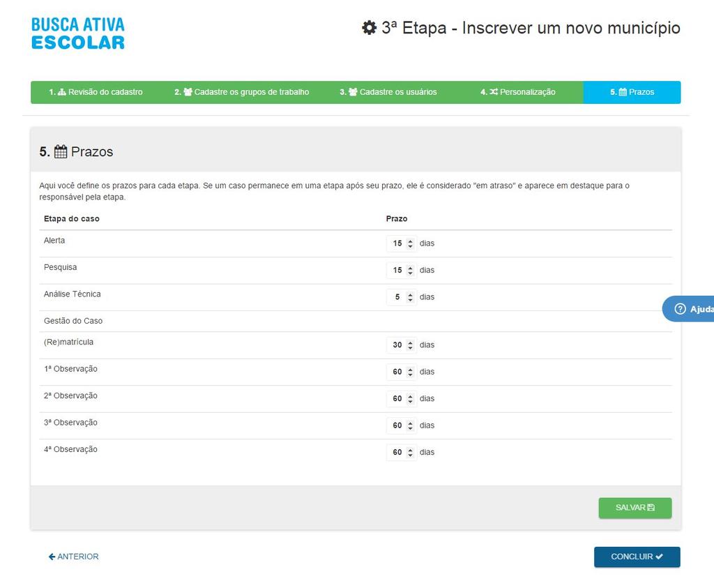 Adesão 3ª etapa Passo 6 Prazos Realizada pelo Coordenador Operacional