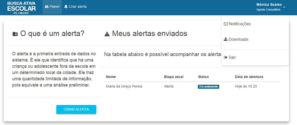 Envio de alertas Via Plataforma Agente Comunitário plataforma.buscaativaescolar.org.