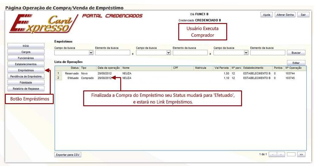 comprado terá 3 dias uteis para a baixa/liberação de margem; Após a liberação da margem o status do contrato ficará como