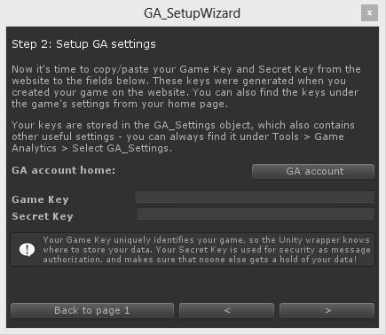Estas duas chaves devem ser fornecidas na toda vez que se selecionar a opção GA Setup Wizard,