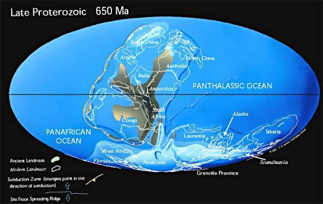 Unidades Morfológicas dos continentes A Terra há 600 M.