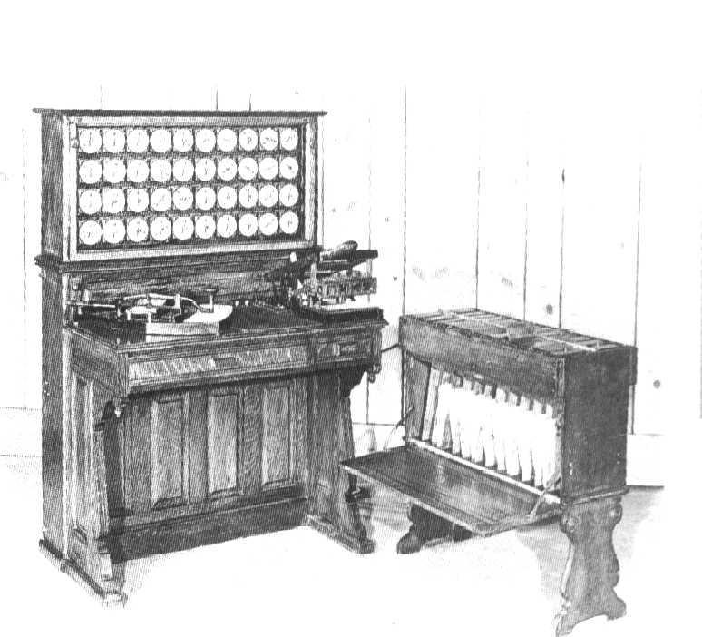 1890 - Herman Hollerith Cartões de Jacquard + conceito de impulsos elétricos para transmissão de dados (conversão de dados em impulsos