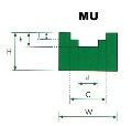 PERFIS GUIA PARA CORRENTE DE ROLOS REFª ISO PASSO W H C h J d Kg/mt MU-1 06B1 3/8 20 15 9,2 4,2 2,8 4 0,257 MU-2 08B1 1/2" 25 15 12,7 4,8 3,5 5 0,308 MU-3 10B1 5/8 25 15 15,2 5,1 3,6 6 0,296 MU-4