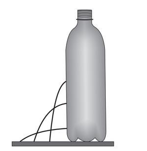 144) Para realizar um experimento com uma garrafa PET cheia d'agua, perfurou-se a lateral da garrafa em três posições a diferentes alturas.