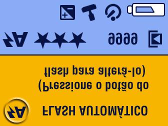 Capítulo 2 Configurações de flash em cada modo Ícone Modo Configurações de flash padrão: Automático Automático ou Olho vermelho Esporte Noite Automático Automático Configurações de flash disponíveis
