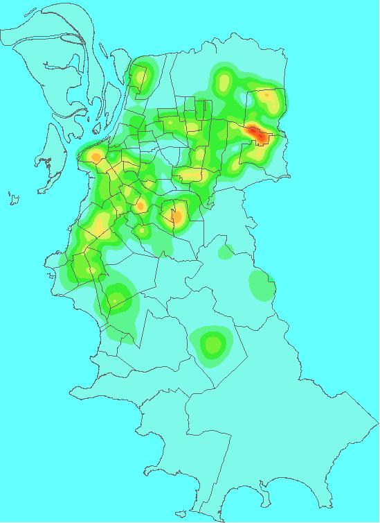 Mapa dos bairros de Porto Alegre com a estimativa
