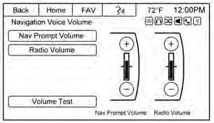 Sistema de conforto e conveniência 183 Comandos de voz de navegação navegação) versus o Audio Volume (Volume de áudio) durante comandos de orientação.