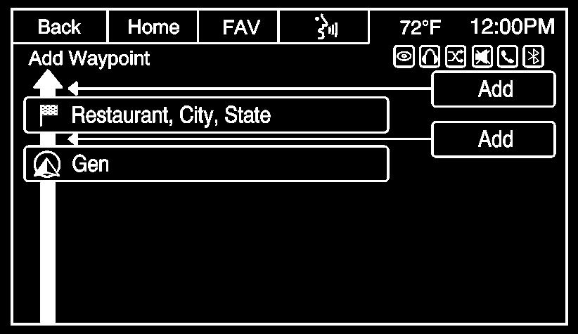 Os locais podem ser classificados (movidos) ou excluídos.. Pressione o ícone Settings (Configurações) na Página inicial para acessar as Navigation Settings (Configurações de navegação).