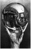 22. (Pucrs 2016) Para responder à questão, analise a figura abaixo, que mostra a obra Autorretrato, do artista holandês M.C. Escher (1898-1972).